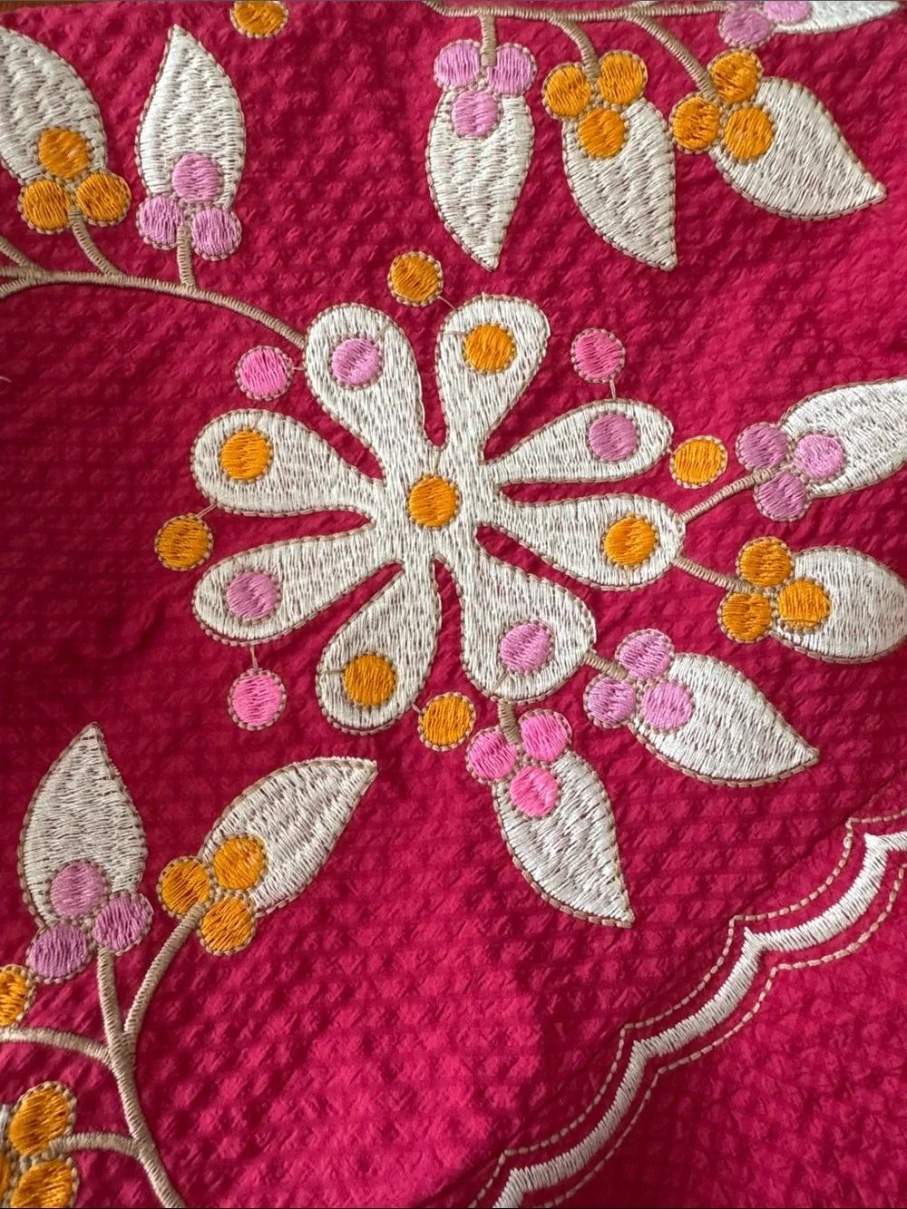THML Fuchsia Embroidered Puff Sleeve Blouse - Picture 2 of 4